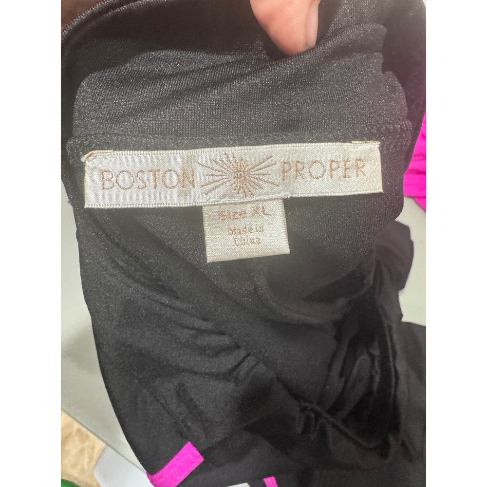 Boston Proper Pink Pleated Peplum Full Zip Jacket Mock Neck Magenta Womens XL